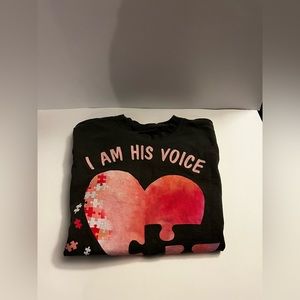 Homemade:Grey and Pink “I am His Voice, He is My Heart” Autism Awareness T-Shirt